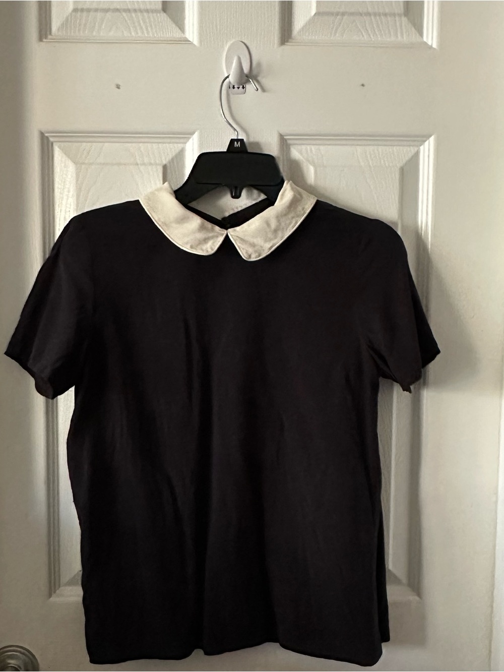Marc by Marc Jacob Black Women's Short-Sleeve Top with cream Peter Pan Collar 4